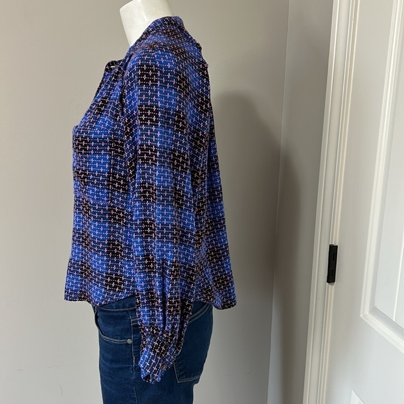 Anthropologie Pilcro Femme Plaid Buttondown Blue Pink Shirt Top Sz M Petite - Picture 7 of 16